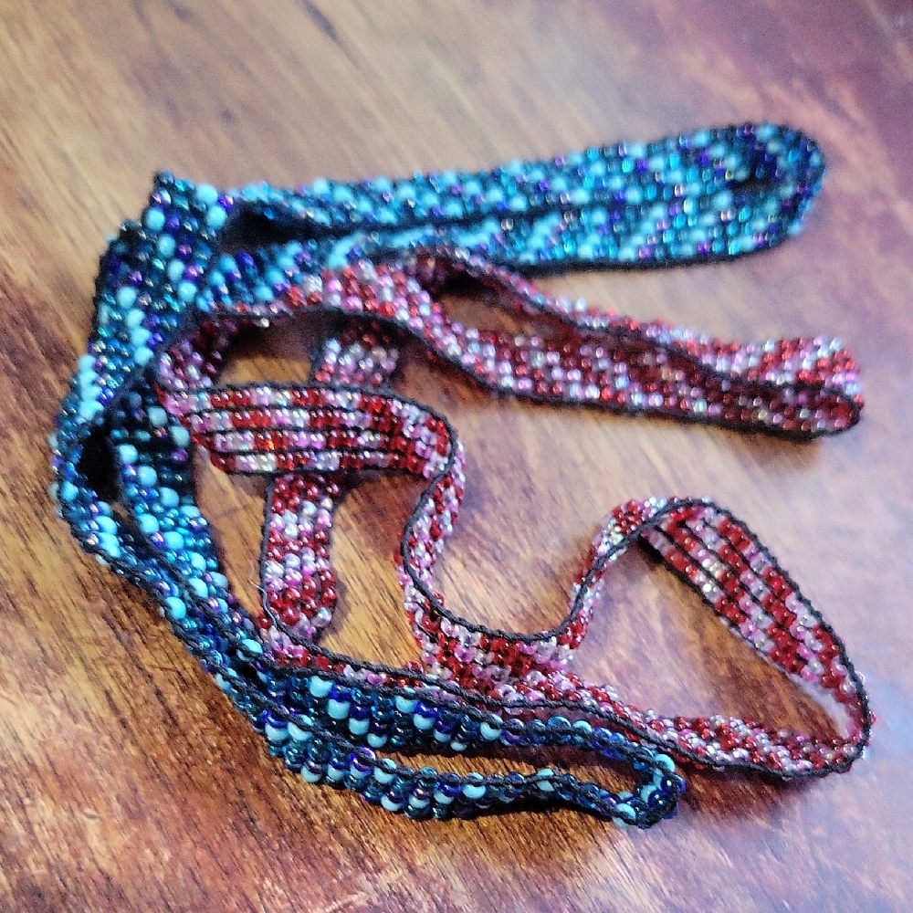 Beaded Headbands in Blue and Red